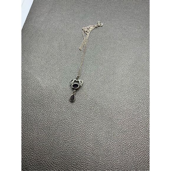 Vintage Garnet Pendant Sterling Silver Chain - Picture 5 of 7